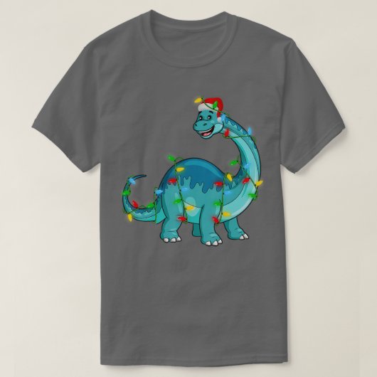 Kerstverlichting kerstvakantie Santa Brontosaurus  T-shirt (Design voorkant)
