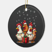 Kerstverlichting Kip Santa Funny Kerstmis Keramisch Ornament (Links)