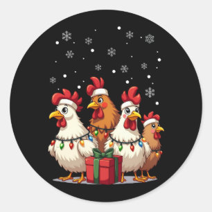 Kerstverlichting Kip Santa Funny Kerstmis Ronde Sticker