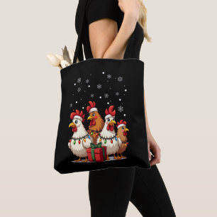 Kerstverlichting Kip Santa Funny Kerstmis Tote Bag