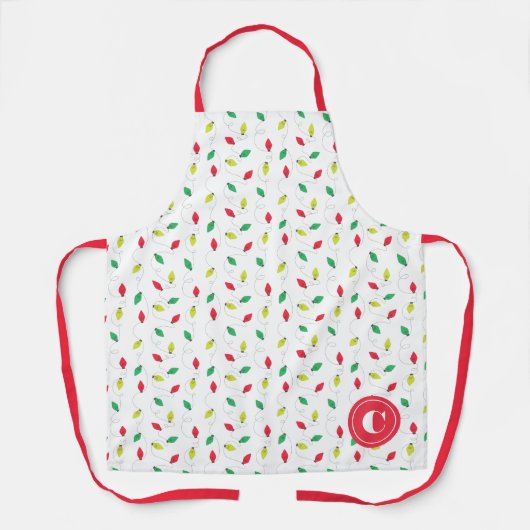 Kerstverlichting kleurrijke initiaal vakantie schort (Voorkant)