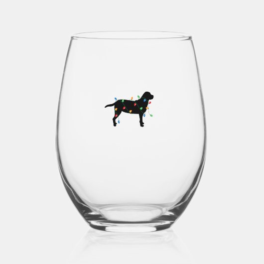 Kerstverlichting Labrador Retriever Hondenshirt Wijnglas Zonder Voet (Voorkant)