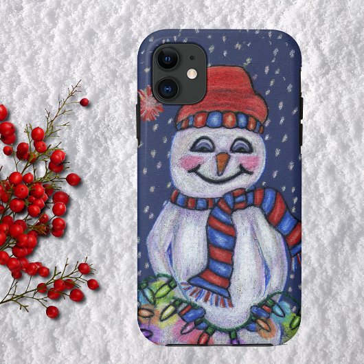 Kerstverlichting Lachende Sneeuwman Case-Mate iPhone Case