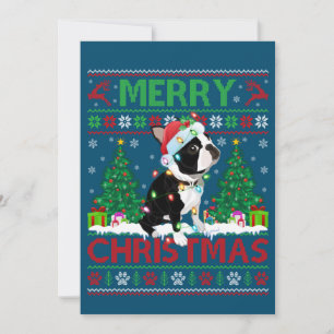 Kerstverlichting lelijke Boston Terrier Chris Kaart