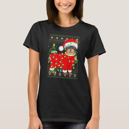 Kerstverlichting Lelijke Santa Yorkshire Terrier K T-shirt (Voorkant)
