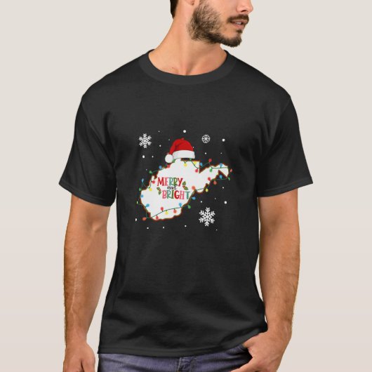 Kerstverlichting Merry And Bright Xmas West Virgin T-shirt (Voorkant)