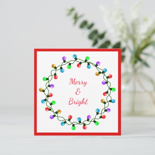 Kerstverlichting Merry & Bright Feestdagenkaart (Staand voorkant)