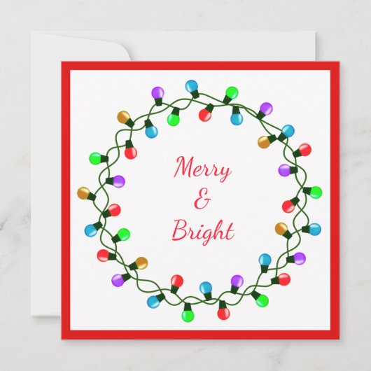 Kerstverlichting Merry & Bright Feestdagenkaart (Voorkant)