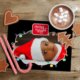 Kerstverlichting Merry & Bright (voeg foto toe) Ho Feestdagenkaart