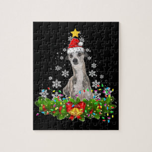 kerstverlichting met een grappige kerstman legpuzzel