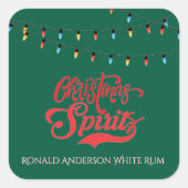 Kerstverlichting met eigen naam kerstlichtjes groe vierkante sticker (Voorkant)