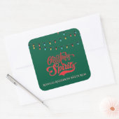 Kerstverlichting met eigen naam kerstlichtjes groe vierkante sticker (Envelop)