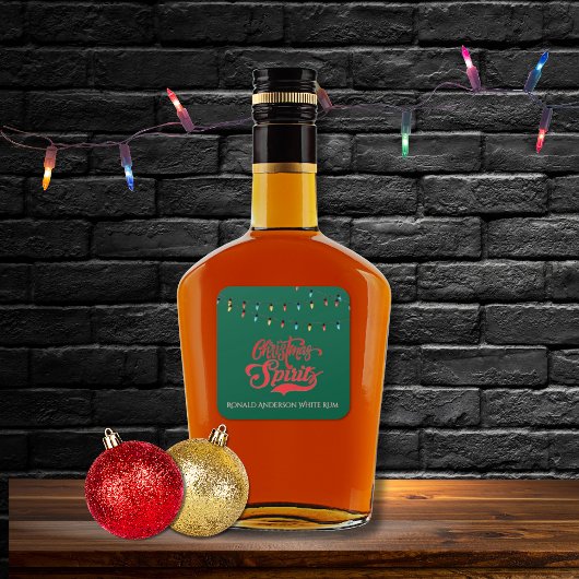 Kerstverlichting met eigen naam kerstlichtjes groe vierkante sticker