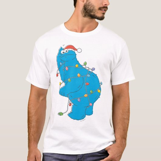 Kerstverlichting met oude Cookie Monster T-shirt (Voorkant)