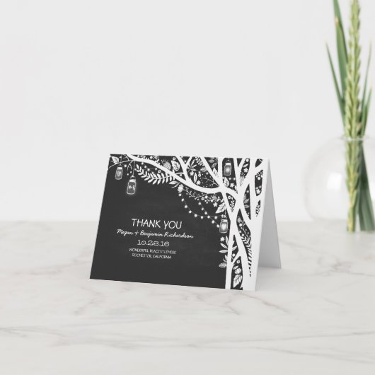 Kerstverlichting metson glas bomen bruiloft bedank bedankkaart (Voorkant)