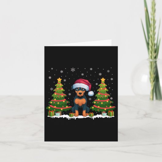 Kerstverlichting Miniatuur Pinscher Hond Kerstman Kaart (Voorkant)