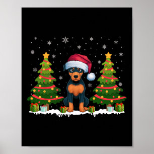 Kerstverlichting Miniatuur Pinscher Hond Kerstman Poster