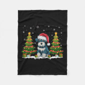 Kerstverlichting Miniatuur Schnauzer Hond Kerstman Fleece Deken (Voorkant)