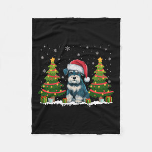 Kerstverlichting Miniatuur Schnauzer Hond Kerstman Fleece Deken