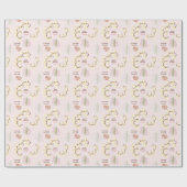 Kerstverlichting Modern Roze Pastel Custom Name Cadeaupapier (Vlak)