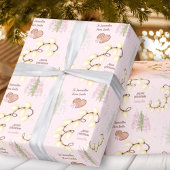 Kerstverlichting Modern Roze Pastel Custom Name Cadeaupapier