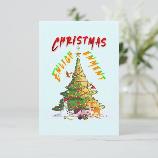 kerstverlichting notitiekaartje (Staand voorkant)