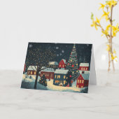 Kerstverlichting op besneeuwde bomen kaart (Gele Bloem)