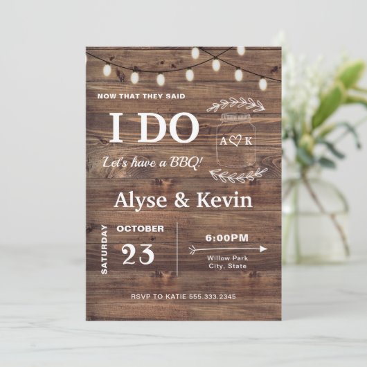 Kerstverlichting op boerderijhout I DO BBQ Kaart (Staand voorkant)