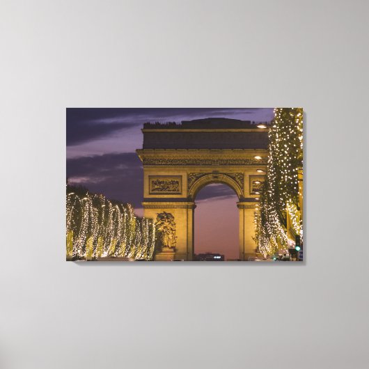 Kerstverlichting op de Champs Elysees Canvas Afdruk (Voorkant)