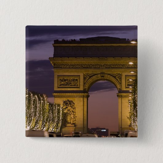 Kerstverlichting op de Champs Elysees Vierkante Button 5,1 Cm (Voorkant)