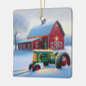 Kerstverlichting op een groene Boerderijen tractor Keramisch Ornament (Links)