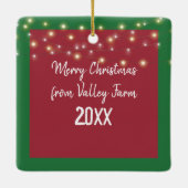 Kerstverlichting op een groene Boerderijen tractor Keramisch Ornament (Achterkant)