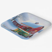 Kerstverlichting op een groene Boerderijen tractor Papieren Bordje (Gebogen)