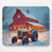 Kerstverlichting op een rode schuur muismat (Voorkant)