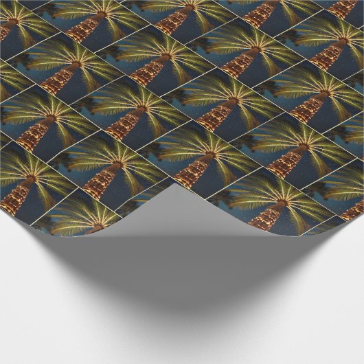 Kerstverlichting op palmbomen cadeaupapier (Hoek)