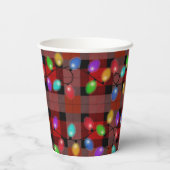 Kerstverlichting op Plaid Papieren Bekers (Achterkant)