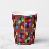 Kerstverlichting op Plaid Papieren Bekers (Rechts)