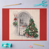 Kerstverlichting op rood tissuepapier (Craft)