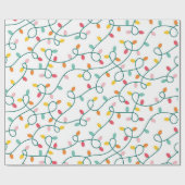 Kerstverlichting op witte achtergrond cadeaupapier (Vlak)