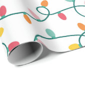 Kerstverlichting op witte achtergrond cadeaupapier (Rol Hoek)
