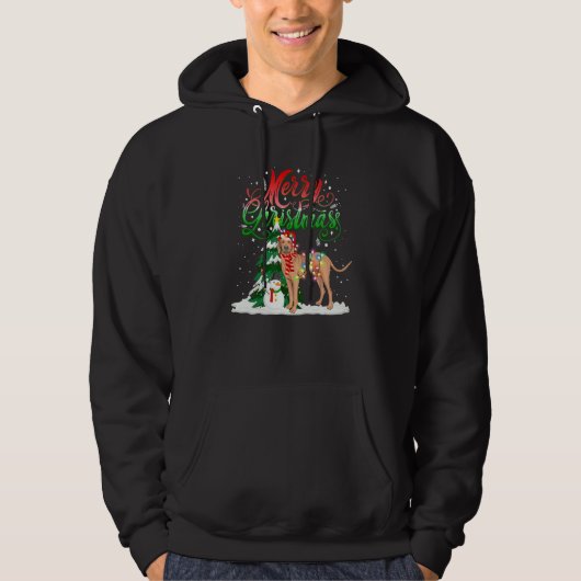 kerstverlichting Pajama Matching Vizsla Santa Xm Hoodie (Voorkant)