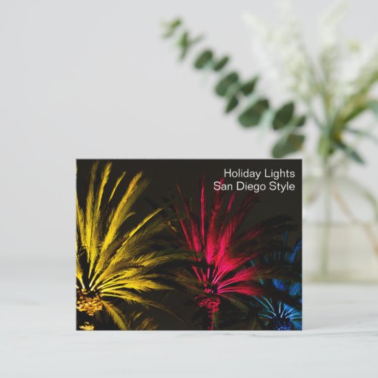 Kerstverlichting Palm Tree Holiday San Diego Briefkaart (Staand voorkant)