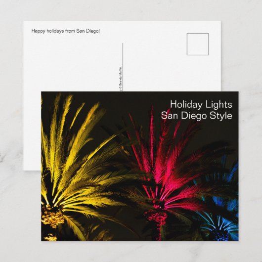Kerstverlichting Palm Tree Holiday San Diego Briefkaart (Voorkant / Achterkant)