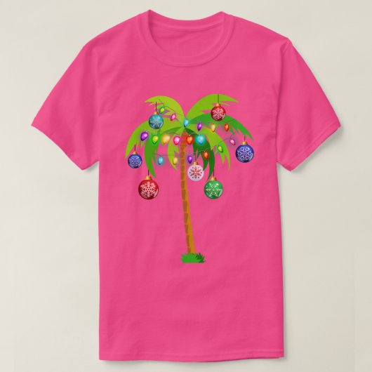 kerstverlichting palmboom Funny Hawaii Beach Trop T-shirt (Design voorkant)