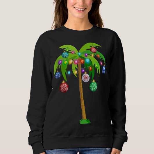 Kerstverlichting Palmboom Grappig Hawaii Strand Tr Trui (Voorkant)