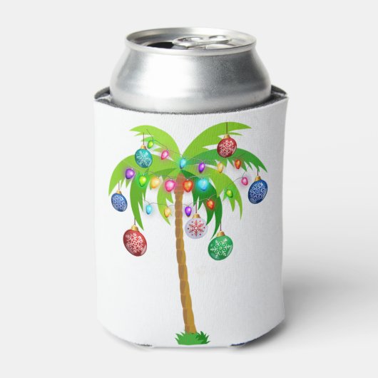 Kerstverlichting palmboom hawaii strand tropische  blikjeskoeler (Blikje Voorkant)