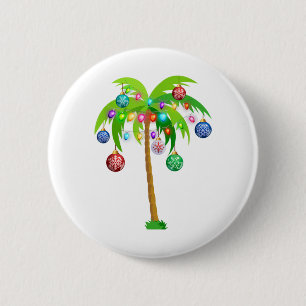 Kerstverlichting palmboom hawaii strand tropische  ronde button 5,7 cm