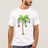 Kerstverlichting palmboom hawaii strand tropische  t-shirt (Voorkant)
