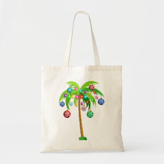 Kerstverlichting palmboom hawaii strand tropische  tote bag (Voorkant)