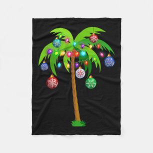 Kerstverlichting Palmboom Pret Hawaï Strand Tropis Fleece Deken